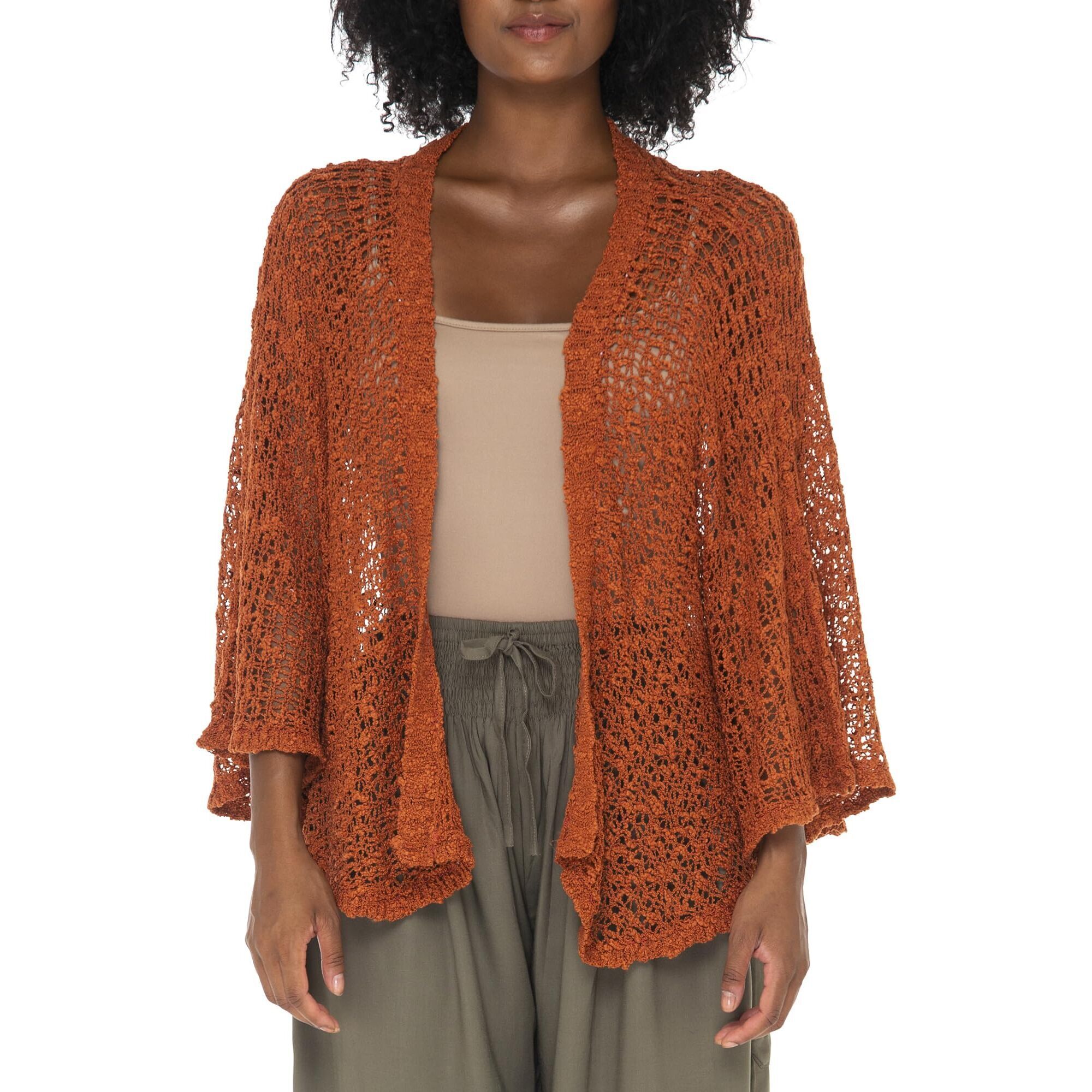3121 Lightweight Open Front Cardigan For Women Hollow Out Sweater Knitted